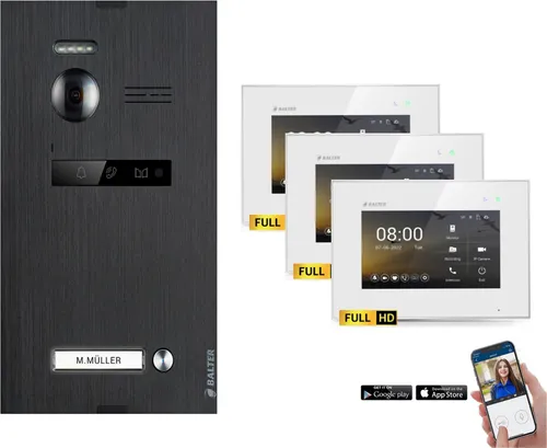 BALTER EVO HD Schwarz Video-Türsprechanlage Set 1 Teilnehmer 3x7