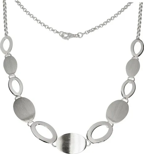 SilberDream Collier SDK4900JX - Elegante Halskette aus 925 Sterling Silber, 45cm lang, mit mattierten und glänzenden Ovalen, allergenfrei und ideal für stilbewusste Damen.