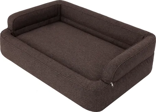 Hundebett, Möbel für Tiere, Katzenbett, Abnehmbar Bezug, Hundekorb, Hundekissen, Hundeliege, Schlafplätze, Hundesofa, Braun, XL: 96x62 cm