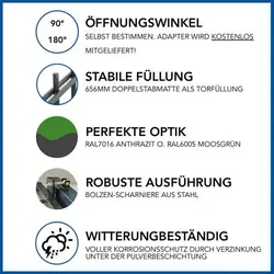 GEWA Classic Eingangstor 1m x 1m in Anthrazit - Hochwertiges einflügeliges Gartentor aus Doppelstabmatten in RAL7016. Inklusive Zubehör und 60x60mm Pfosten. Ideal für Sicherheit und ansprechende Gestaltung Ihres Gartens.