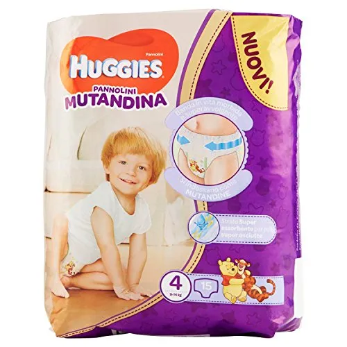 Huggies PANNOLINI Mutandina Einweg-Windeleinlagen, Kinder/Mädchen, Windel, 9 kg, 14 kg, mehrfarbig, 15 Stück
