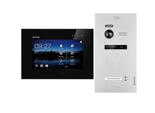 Balter EVO Video Türsprechanlage, Touchscreen, 7 Zoll Monitor, Smartphone App, 2-Draht Bus, Türstation für 1 Familienhaus Türklingel, 150° Weitwinkel-Kamera, Silber-Schwarz