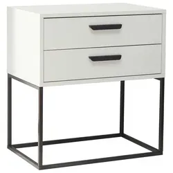 SUNA Nachttisch in Weiß - Moderner Nachtschrank mit Stil - Nachttisch in Weiß mit schwarzem Metallgestell, bietet viel Stauraum und passt perfekt in jedes Schlafzimmer. Einfache Montage und vielseitige Farbvarianten für individuelle Einrichtung.