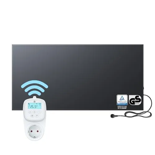 BR Bringer Infrarotheizung 1200 Watt - Smart Thermostat und App - Elektroheizkörper mit schneller Wärmeverteilung und energiesparender Technologie. Ideal für Allergiker dank staubfreier Heizung. 5 Jahre Garantie, TÜV GS, modernes Design.