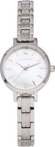 Holzkern Quarzuhr Quarz Skadi Silberfarben/Perlmutt - Elegante Armbanduhr für Frauen mit präzisem japanischem Quarzwerk und schickem Perlmutt-Zifferblatt, ideal für jeden Anlass.