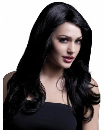 Smiffys Kostüm-Perücke Wellige Langhaar Perücke Nicole in Schwarz