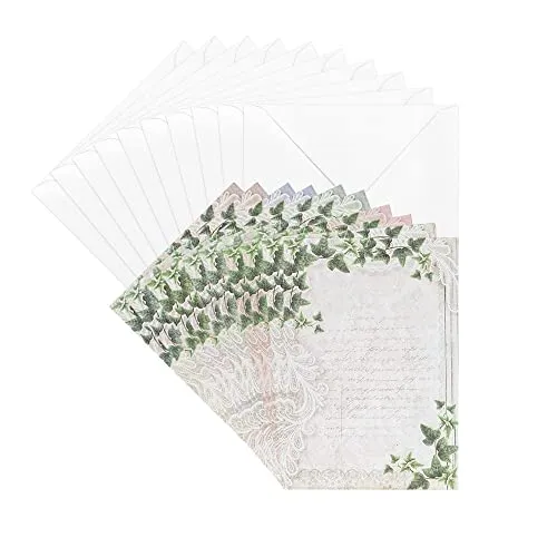 Ideen mit Herz Grußkarten-Set mit Umschlägen | 10 Motiv-Karten | blanko | bunt | neutral | Blumen-Designs | Din B6 (Efeu)