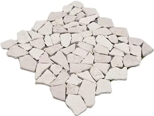 Mosaik Fliese Marmor Naturstein hellbeige Bruch Ciot Biancone für BODEN WAND BAD WC DUSCHE KÜCHE FLIESENSPIEGEL THEKENVERKLEIDUNG BADEWANNENVERKLEIDUNG Mosaikmatte Mosaikplatte