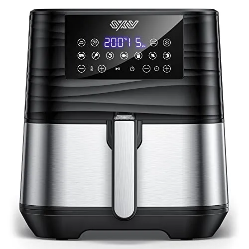 Innsky Heißluftfritteuse 5,5L XXL - 1700W mit Digitalem LED-Touchscreen - Heißluftfritteusen mit 4 neuen Funktionen: Vorheizen, Auftauen, Warmhalten und 7 Kochprogrammen. Genießen Sie fettfreie, knusprige Speisen für bis zu 6 Portionen - gesund und lecker!