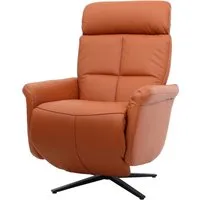 Relaxsessel MCW-L10, Design Fernsehsessel mit Liegefunktion - Sessel mit drehbarer Liegefunktion, hochwertigem Voll-Leder in terracotta-braun, ideal für entspannte Fernsehabende.