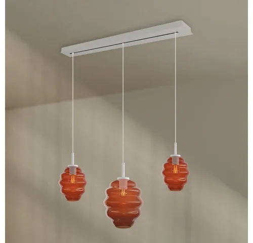 s.luce Echos Hängeleuchte – 3-flammig, Braun, Oval, 18x20x18 cm - Die s.luce Echos Hängelampe vereint mundgeblasenes Glas in zwei Größen für ein einzigartiges Lichtspiel. Perfekt für Esstische oder Wohnbereiche, sorgt sie für eine harmonische und stimmungsvolle Atmosphäre.