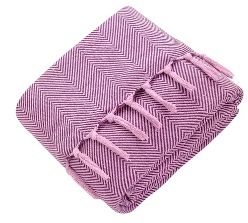 Mixibaby Tagesdecke Wohndecke Wendedecke Kuscheldecke Sofadecke Pink Fischgrätendesign