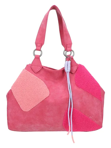 Fritzi Izzy Medium Happy Flocked Jive Soft Berry Shopper - Stylischer Kunstleder-Shopper in knalligem Pink, 29 x 42 x 15 cm – leicht, geräumig und perfekt für Festivals und den Alltag. 100% vegan und mit praktischem Druckknopfverschluss ausgestattet.