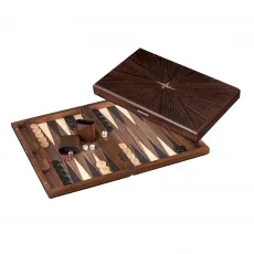 Iraklia - groß - Backgammon Kassette aus Linde und Ebenholzoptik - Gesellschaftsspiel mit edler Linde und Ebenholzoptik, perfekt für stilvolle Spielabende und Sammler.