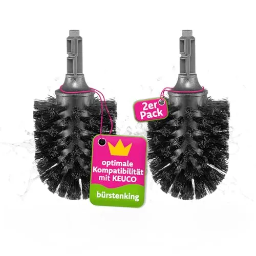 Bürstenking WC Ersatzbürstenkopf, 69 mm, Toilettenbürstenkopf Set passend für Keuco WC-Garnituren, Borsten Ersatzklobürstenkopf, 2 Stück, schwarz