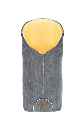 Fillikid Baby Fußsack Pamir & Windel Blaubär | Winterfußsack für Kinder | Lammfellfußsack für Babyschale, Kinderwagen & Buggy | warmer Fußsack mit echtem Lammfell | ab Geburt