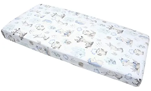 Medi Partners Spannbettlaken 60x120 Baby Bettlaken Kinderbett Spannbetttuch 100% Baumwolle - Fitted Kinder Sheet Bettwäsche Babymatratze Schlafsack Babybett (Hirsch und Igel)