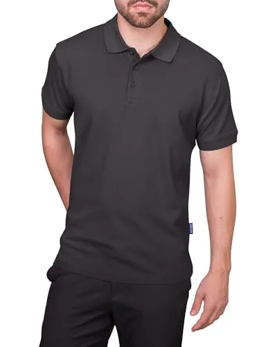 HRM Heavy Polo Herren, Dunkelgrau, Gr. M - Premium Poloshirt aus 100% Baumwolle, Basic Polohemd bis 60°C Waschbar, Hochwertige & Nachhaltige Workwear