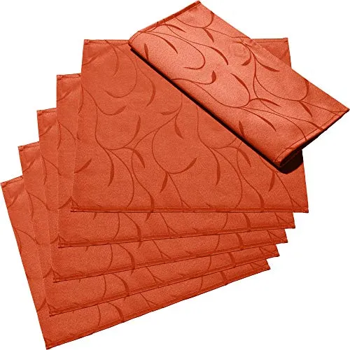 Erwin Müller Serviette, Stoffserviette 6er-Pack, Remscheid Terra Größe 40x40 cm - mit Fleckschutz ausgerüstet, Rankenmuster