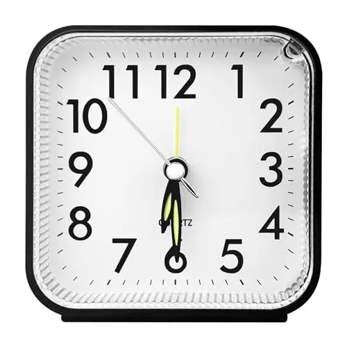 Nutabevr Leise Ohne Ticken Wecker, Analog Seniorenwecker mit Nachtlicht, Schlummerfunktion, Kinder Tragbarer Wecker, Einfache Bedienung Batteriebetrieben, Einfach Stil, für Büro, Reisen, Wohnzimmer
