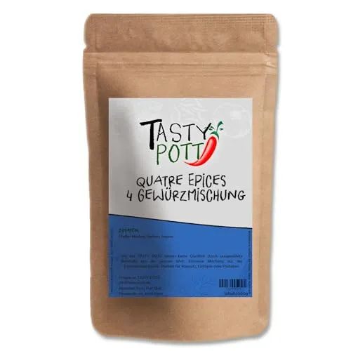 Tasty Pott Quatre Epices 4 Gewürzmischung 1000g | Französische Küche | Aromatische Gewürze