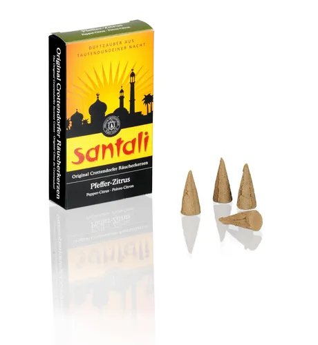Crottendorfer Räucherkerzen Pfeffer-Zitrus / Santali Duftkompositionen Kegel