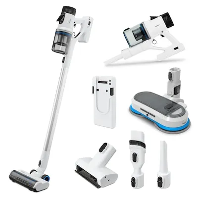 MEDION P400 W+ Akku-Stielstaubsauger mit Wischfunktion - Stabstaubsauger mit 22kPa Saugleistung und kabelloser Flexibilität, ideal für gründliche Reinigung von Hartböden dank elektrischem Wischaufsatz.