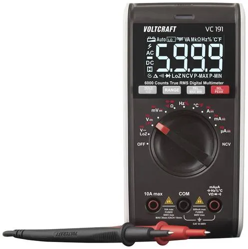 VOLTCRAFT VC 191 Hand-Multimeter digital CAT III 600 V - Multimeter für präzise Messungen bis 600 V, ideal für Elektriker und Techniker, kompakt und benutzerfreundlich.