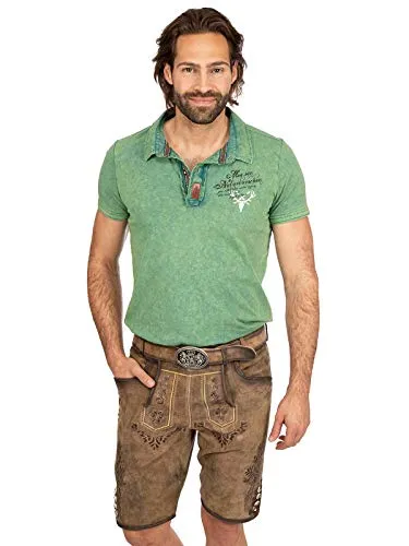 Maddox Trachtenlederhose Ronn Herren - Stilvoll und Bequem - Trachtenhosen, hochwertige Lederhose mit Stickereien und Ledergürtel, ideal für festliche Anlässe und Alltag, bietet hohen Tragekomfort.