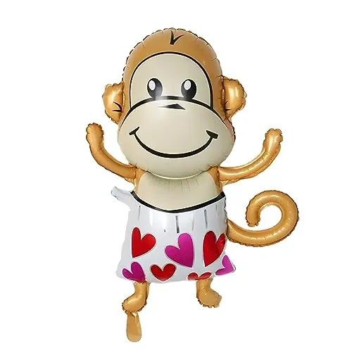 Folienballon Tier, niedlicher Affe mit Hose, ca. 95 * 68,5 cm, perfekt für Kindergeburtstage, Partys, Dekorationen, Veranstaltungen, Überraschungen, Geschenke, lustiges Design
