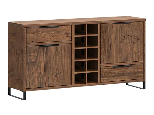 massivum Sideboard Sydney 160cm aus Pinie - rustikales Möbel für Ihr Wohnzimmer - Elegantes Sideboard mit 4 Türen, 2 Schubladen und 10 offenen Fächern. Hergestellt aus lackiertem Pinienholz, ideal für die stilvolle Aufbewahrung in Ihrem Wohnraum.