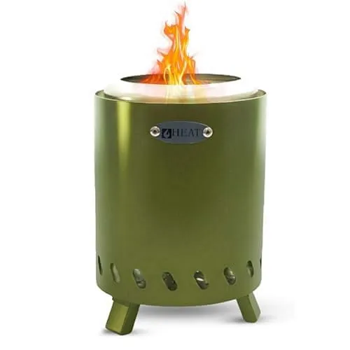 Heat Rokfri Rauchfreier Feuerkorb - Rauchfreie Feuerschale Klein - Tisch Feuerstelle - Fire Pit Outdoor - 15x15x21cm - Grun