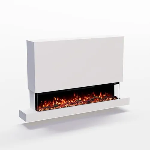 GLOW FIRE Elektrokamin Clear Wall XL - Realistisches 3D LED-Feuer mit Heizung - Genießen Sie eine beeindruckende Flammensimulation mit 3D LED-Technologie und integriertem Knistereffekt. Die Heizfunktion bietet wohlige Wärme, steuerbar über APP oder Fernbedienung. Ideal für jeden Raum!