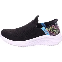 Skechers Ultra Flex Slipper für Mädchen - Schwarz 28 EU - Bequeme Slipper & Loafer mit gepolsterter Air-Cooled Memory Foam-Innensohle und Stretch Fit Technologie für optimalen Tragekomfort den ganzen Tag.