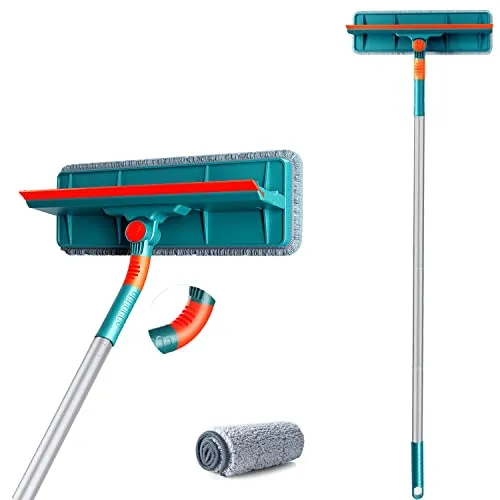 Quanerba Fensterwischer und Fensterabzieher als Kombi-Set, 2 in 1 professionelles Fensterreinigungsset, Fensterwischer mit Teleskopstiel für hohe Fenster im Innen- und Außenbereich