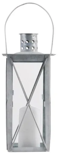 Esschert Design Laterne, Windlicht Farol in grau aus verzinktem Metall, eckig, Größe S, ca. 12 cm x 12 cm x 26 cm