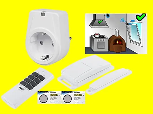 FUNK ABLUFTSTEUERUNG High-Tech-Set für Dunstabzugshaube - Funk-Wandsender für einfache Abluftsteuerung, sofort einsatzbereit und unkompliziert zu installieren, ideal für sicheres Lüften beim Kochen.