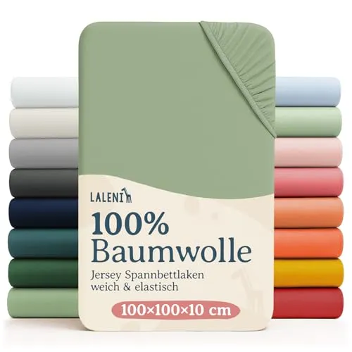 Laleni Jersey Spannbettlaken 100x100 cm Laufstall in grün von Laleni
