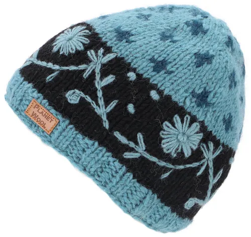 Guru-Shop Strickmütze Kurze Beanie Mütze, bestickte Strickmütze,..