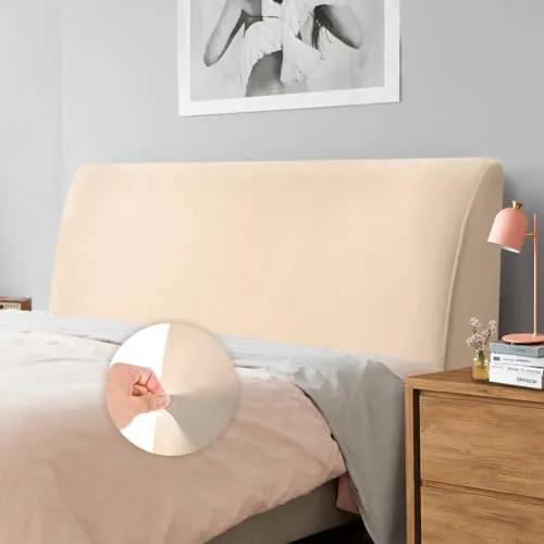 Caijin Bettkopfteil Hussen Bett Kopfteil Bezug, Weicher Strecken Samtstoff Staubdicht, Staubdichte Schutzhülle für gepolsterte Schlafzimmer Kopfteil, Samt Stoff (180-200 cm(Cal King), Kamel)