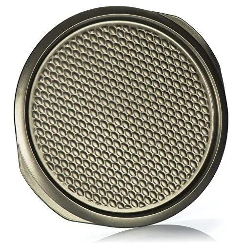 COM-FOUR® Pizzablech aus Karbonstahl mit Griff - Pizza-Platte mit Antihaftbeschichtung - rundes Backblech für Pizza - Ø 34,5 cm