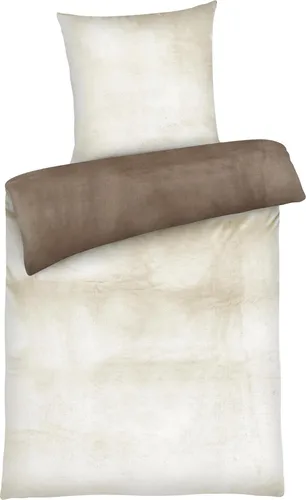 Cashmere Touch Bettwäsche 155x220 cm - Warme Winter Bettwäsche in Nougat Creme - Bettwäsche aus 100% Mikrofaser mit Cashmere-Touch, wendbar und bügelfrei. Ideal für kuschelige Nächte im Winter, sorgt für wohlige Wärme und Komfort.