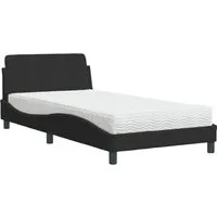 Schwarzes Bett mit Matratze 100x200 cm aus Samt - Elegantes Bett mit 22D PU-Schaumstoffmatratze für optimalen Schlafkomfort. Das stilvolle Wellen-Design und der weiche Samt machen es zum Blickfang in jedem Schlafzimmer.