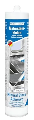 WEICON Natursteinkleber 290 ml, hohe Anfangshaftung, für alle Steinarten, für Innen & Außen, lösemittelfrei, weiß