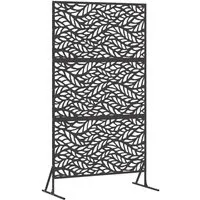 vidaXL Metallzaunpanel Schwarz - Pulverbeschichteter Stahl mit Blattmuster - Dekorative Zäune, wetterbeständig und langlebig, bringen stilvollen Schutz und Privatsphäre in deinen Außenbereich.
