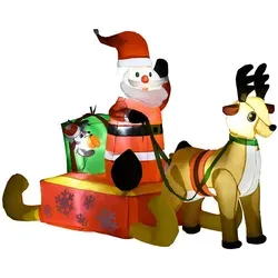 Homcom Aufblasbar, Rot, Kunststoff, 72x122x190 cm, Dekoration, Weihnachtsdekoration