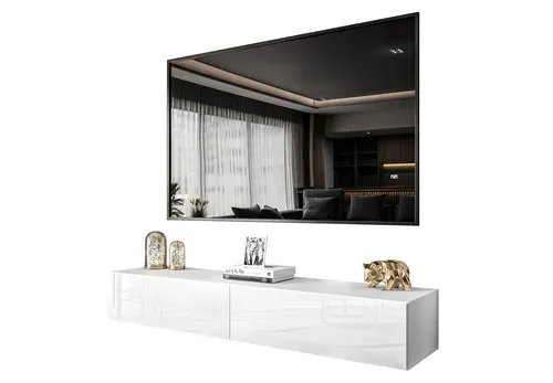Lookway Lowboard COLETTE 175 cm mit LED Beleuchtung in Weiß - Elegantes Lowboard für Ihre Unterhaltungselektronik, ausgestattet mit LED-Beleuchtung und praktischem PUSH-OPEN-System. Ideal für eine stilvolle Wandmontage und einfache Selbsmontage.