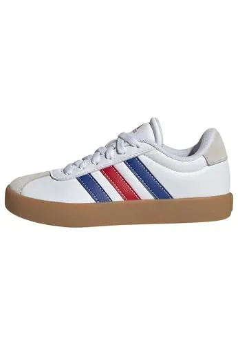 adidas VL Court 3.0 Kids Sneaker - Outdoor Fitnessschuhe für Jungen, mit gepolsterter Zwischensohle für optimalen Komfort und stylishem Design in FTWR White/Team royal Blue/Better Scarlet.