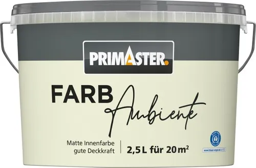 Primaster Farbambiente Wandfarbe matt pastellgrün 2,5 L - Hochwertige Wandfarbe in pastellgrün für ein angenehmes Raumklima. Ideal für Innenräume, mattes Finish sorgt für stilvolle Akzente. Inhalt: 2,5 L.