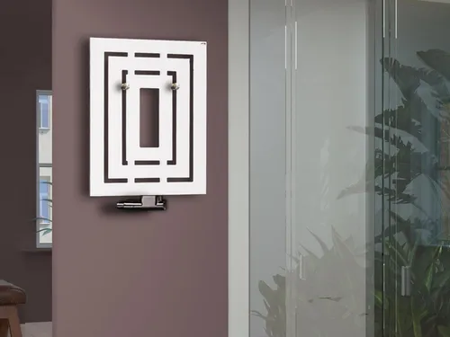 Szagato Badheizkörper BADHEIZKÖRPER Design Insight 1 80x60cm 612 Watt weiß (2 Knopfhalter), 5 Jahre Garantie, Made in Germany